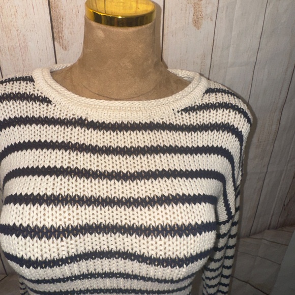 Jean Pierre Klifa Beige & Navy Sweater, Nautical, Natural, Women’s L Crochet - Picture 6 of 9